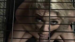 Blonde Amateur Girl In A Cage Sucking On Dick