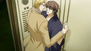 Handsome hentai guy kissed by a gentleman