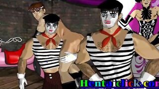 Muscular hentai hunk group gangbang