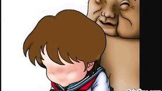 Cute futagirl fucking with a giant guy