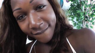 Black shemale tranny jerking dick