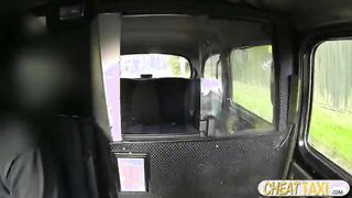Busty euro chick flashes her tits and ass and gets fucked in taxi