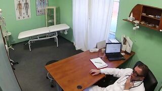 Blonde without panties fucked by doctor