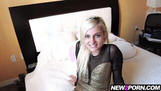 Blonde teen amateur makes her first porn movie