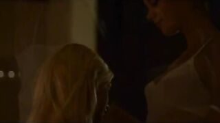 Sweet busty lesbians fuck at night