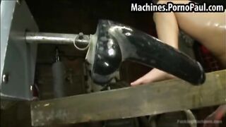 Various machines fuck her pussy and ass