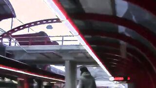 Brunette fucked in public place for trip