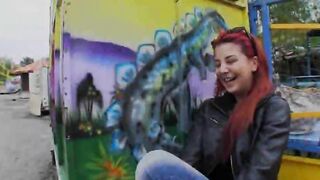 European red hair chick Sophia Wild swallows strangers cum