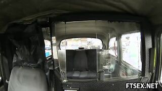 Hardcore fucking in a fake taxi