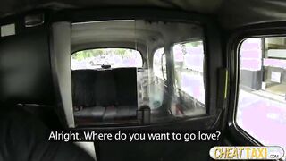 Busty euro chick gets screwed in taxi and rewarded with sperm douche