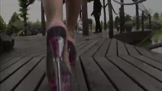 Glamorous blonde anal ramming threesome