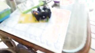 blue eye blonde teen gives handjob