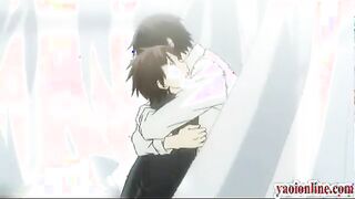 Two inlove hentai guys with romantic kiss