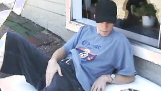 Skater outdoors solo masturbating in high def