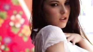 sexy brunette have garden shower