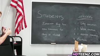 Hot blonde schoolgirl caught smoking fucks her teacher