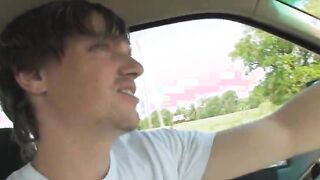 smart teen threesome in the car