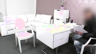 Brunette fucked leaned on desk in office