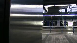 Brunette teen sucks huge dick in public