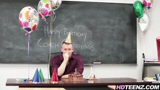 Schoolgirl teen fucking her teacher on his birthday