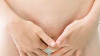 Shaving her amazingly angular pussy