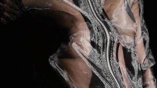 Blindfolded babe gets coitus by strap on