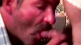 Construction worker sucks off bear