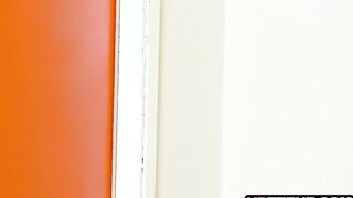 Busty brunette schoolgirl fucks her classmate