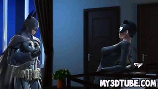 Hot 3D Catwoman sucks on Batmans rock hard cock