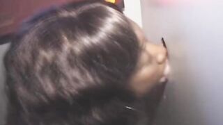 Black Girl Sucks Dick And Takes Facial Through Glory Hole