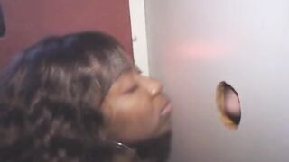 Black Girl Sucks Dick And Eats Cum Through Glory Hole
