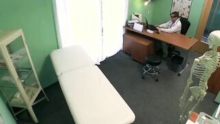 Doctor fucks hot brunette patient on his desk