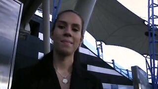 Hot busty brunette fucked in public