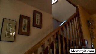 Teen eats the creampie that her boyfriend put inside their busty teacher