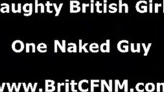 Group of men strip for British CFNM policewomen
