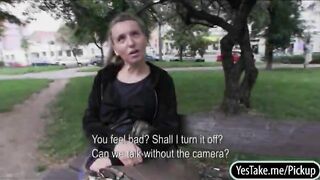 Fresh faced coed Nessy fucked in public