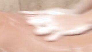 Sexy masseuse in bathtub with huge tits grinding