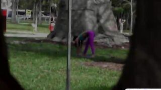 Yoga girl Sabrina goes for a quickie sex