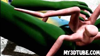 Foxy 3D green alien babe gets fucked by a spider