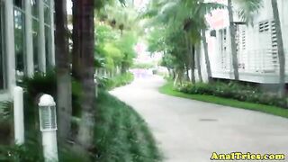 Anal loving blonde strips off in public