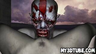 Hot 3D zombie babe gets licked and fucked hard