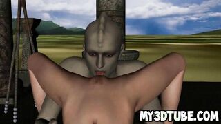 Sexy 3D elf babe getting licked and fucked hard