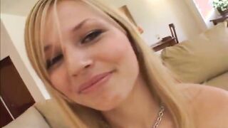 Blonde babe doing anal