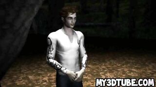 Sexy 3D brunette babe getting fucked by a vampire