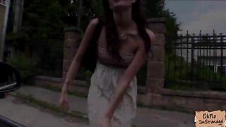 Busty Angel Hott gets picked up by swingers and they have sex outdoors