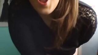 Big boobs teen toying