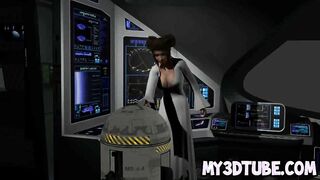 3D Princess Leia getting licked by an android