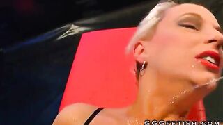 Her mouth is filled with fluid