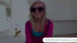 Petite teen Chloe gets her holes filled by her boyfriends huge cock