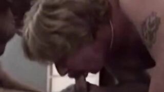 Redneck bear gets faceful of cock and loves it